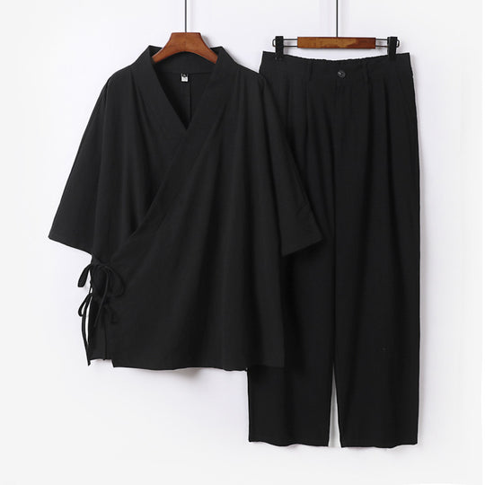 Unisex Kimono-Freizeit-Set mit Wickeloberteil und elastischer Bundhose Nord Taschen