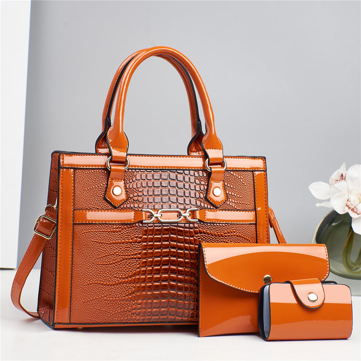 Damen elegante Handtasche mit hochwertiger Kroko-Prägung und abnehmbarer Clutch Nord Taschen