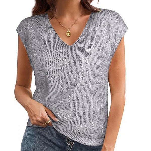 Damen Glamouröses Pailletten-Oberteil