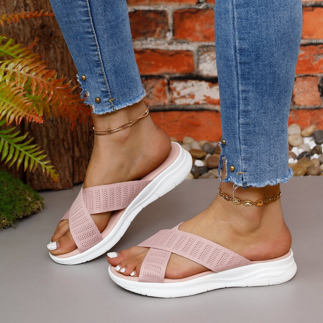 Damen Atmungsaktive und elegante Schlüpfsandalen mit Kreuzband-Wickeldesign Nord Taschen