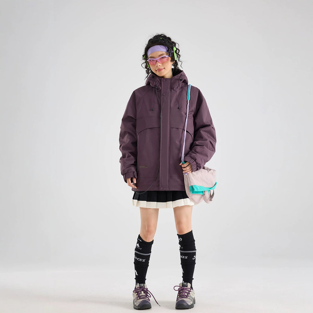 Damen Wasserfeste atmungsaktive Kapuzenjacke im technischen Oversize-Schnitt Nord Taschen