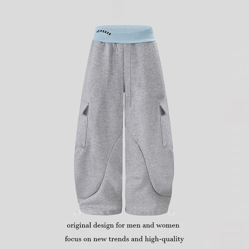 Damen Extraweite Cargo-Palazzo-Sweathose mit hohem Komfortbund und verstellbarem Saum Nord Taschen