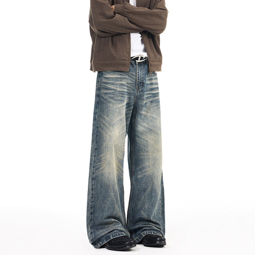 Herren Extremweite Vintage-Denim Baggy-Jeans mit tiefem Schritt und extra langer Saumlänge Nord Taschen
