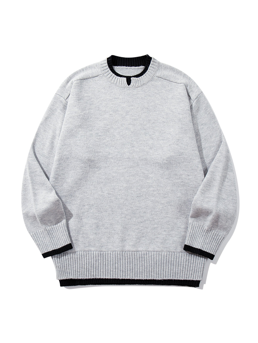 Damen Oversize‑Strickpullover mit kontrastiertem Rippkragen und verlängertem Bund Nord Taschen