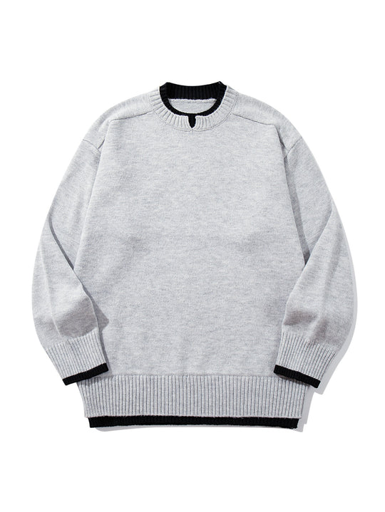Damen Oversize‑Strickpullover mit kontrastiertem Rippkragen und verlängertem Bund Nord Taschen