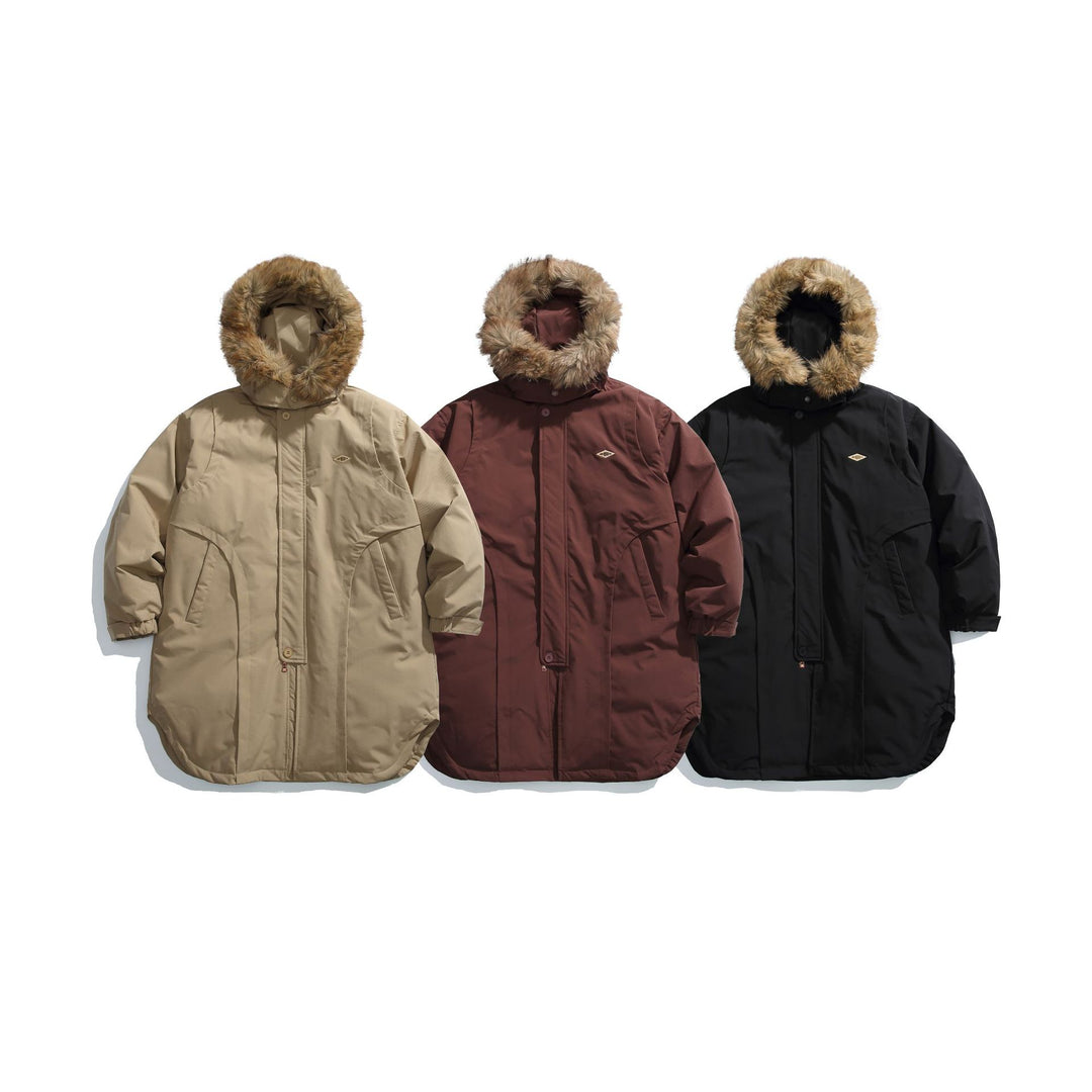 Herren Gefütterter Winterparka mit abnehmbarer Kunstfellkapuze Nord Taschen