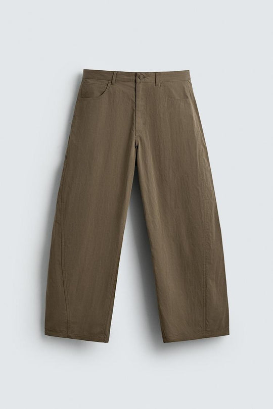 Damen Weite kurzgeschnittene Chinohose mit hoher Taille und Fünf-Taschen-Design Nord Taschen