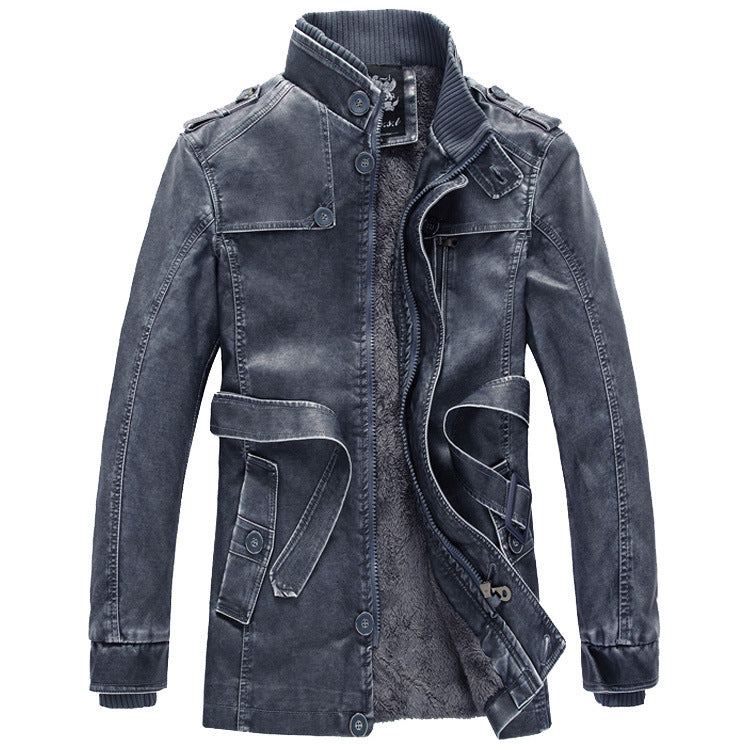 Herren Denim-Militärjacke mit Teddyfutter und Multifunktionstaschen Nord Taschen