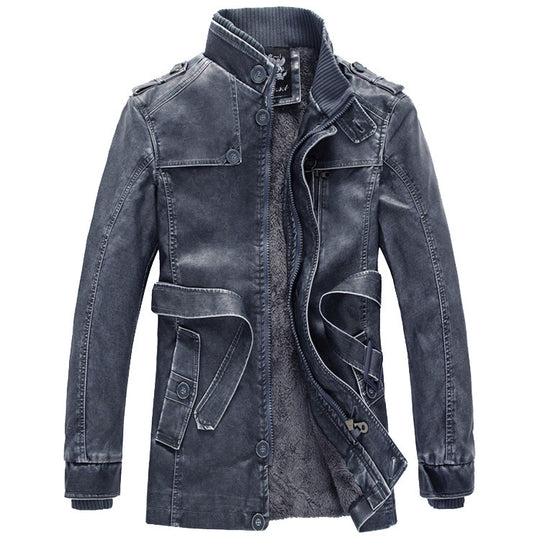 Herren Denim-Militärjacke mit Teddyfutter und Multifunktionstaschen Nord Taschen