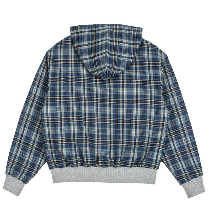 Unisex Gefütterte Kapuzen-Bomberjacke mit karierter Flanell-Innenfütterung und robustem Reißverschluss Nord Taschen