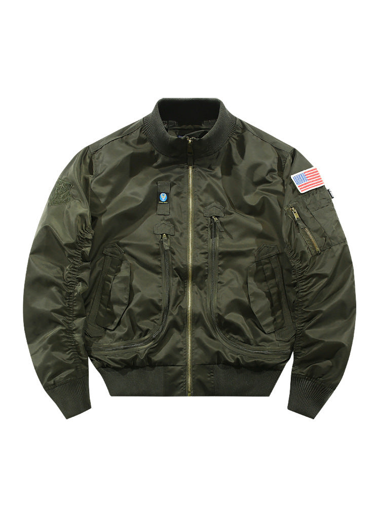 Herren Bomberjacke im Fliegerstil mit taktischen Mehrfachtaschen und Patch-Details Nord Taschen