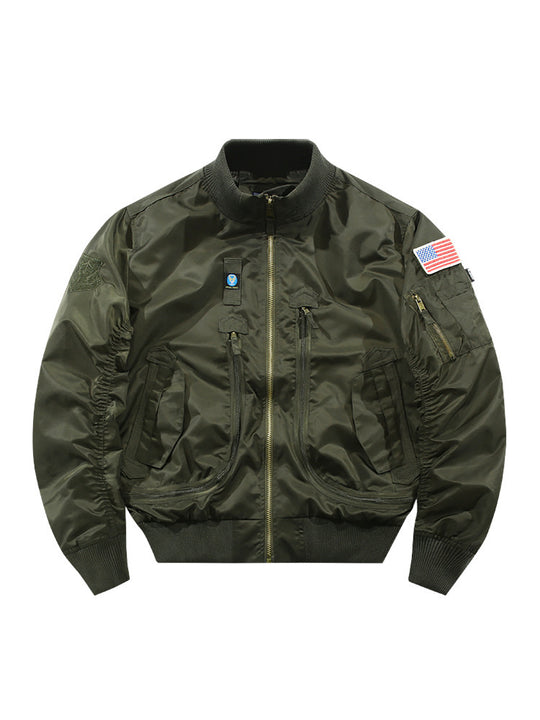 Herren Bomberjacke im Fliegerstil mit taktischen Mehrfachtaschen und Patch-Details Nord Taschen