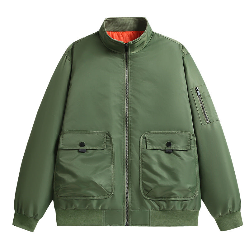 Herren Bomberjacke mit Stehkragen, Utility-Taschen und wattierter Thermoisolierung Nord Taschen