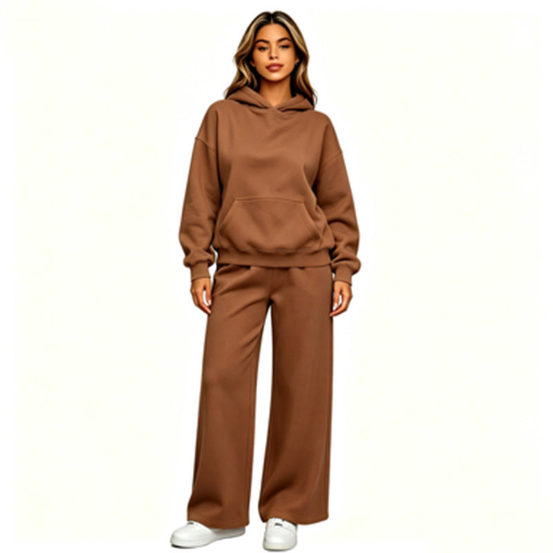 Damen Lässiger Kapuzenpullover mit weiten Hosen Nord Taschen