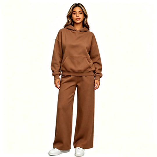 Damen Lässiger Kapuzenpullover mit weiten Hosen Nord Taschen