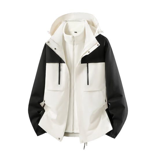 Herren Zweiteiliger Softshell-Parka mit herausnehmbarer Fleece-Innenjacke und Kapuze Nord Taschen