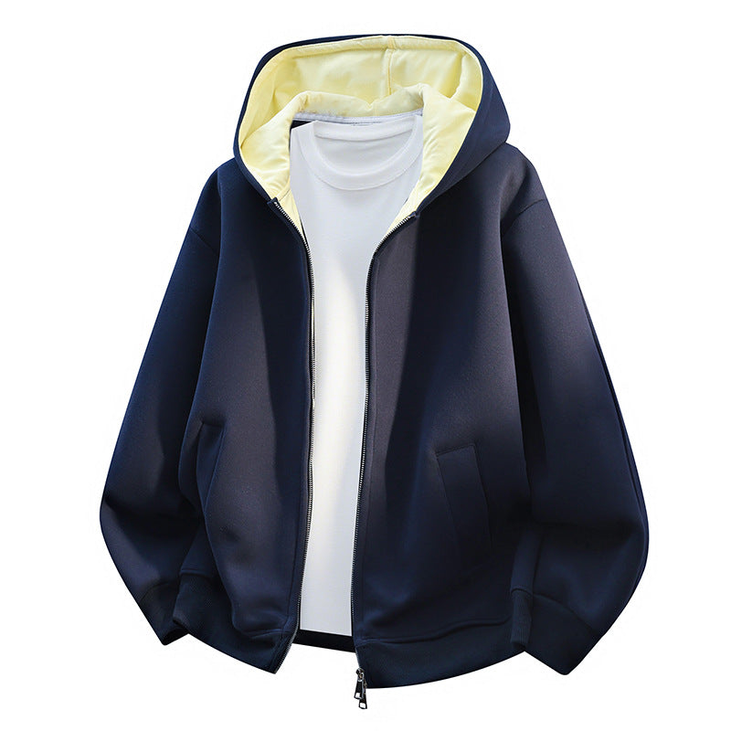 Herren Oversize-Zip-Hoodie mit kontrastgefütterter Kapuze und Kängurutaschen Nord Taschen