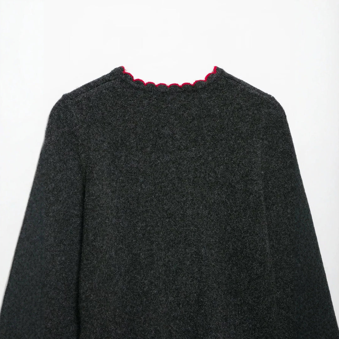 Damen Feinstrick-Cardigan mit Muschelkante und Perlmuttknöpfen Nord Taschen
