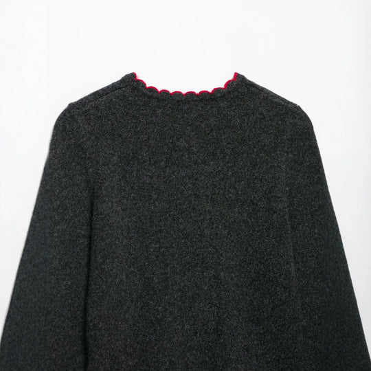 Damen Feinstrick-Cardigan mit Muschelkante und Perlmuttknöpfen Nord Taschen