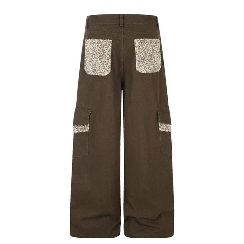 Damen Weite Cargo-Hose mit hoher Taille, großen Klappentaschen und Fellbesatz Nord Taschen