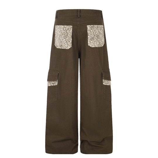 Damen Weite Cargo-Hose mit hoher Taille, großen Klappentaschen und Fellbesatz Nord Taschen