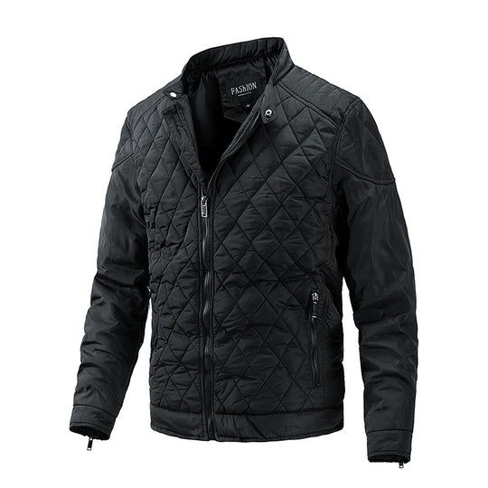 Herren gesteppte Übergangsjacke mit Diamantstepp, Stehkragen und Reißverschluss Nord Taschen