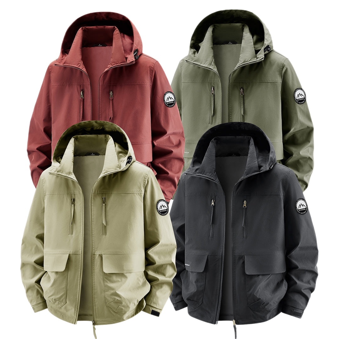 Herren Technische Kapuzen-Fieldjacke mit wasserabweisender Membran und Mehrfachtaschen Nord Taschen
