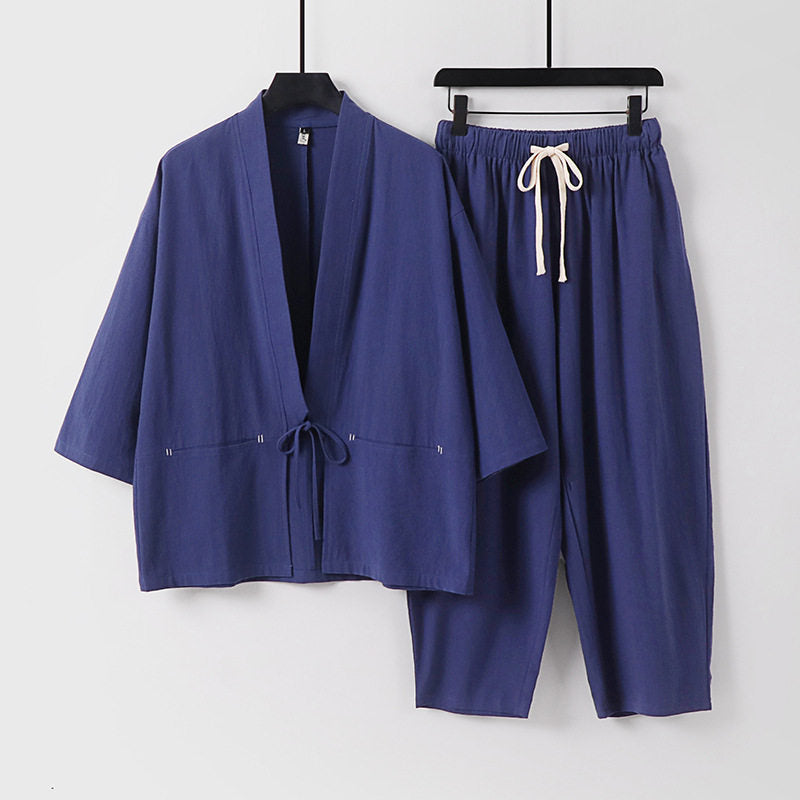 Unisex Kimono-Lounge-Set mit Kurzjacke und elastischer Kordelhose Nord Taschen