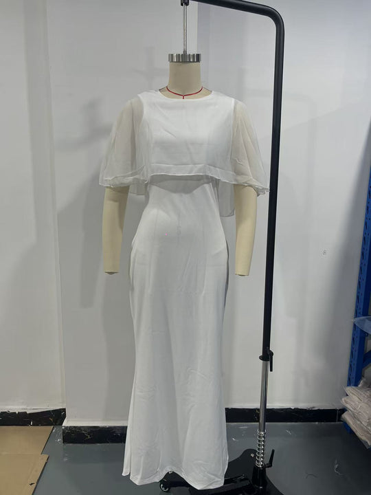 Damen Figurbetontes Midikleid mit Chiffon-Cape Nord Taschen