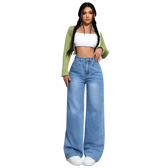Damen High-Waist Palazzo-Jeans mit extra weitem Bein und soften Falten Nord Taschen