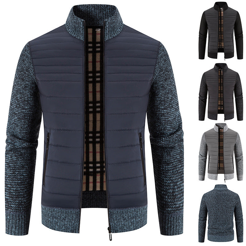 Herren gesteppte Hybridjacke mit Strickärmeln und modernem Stehkragen Avellé