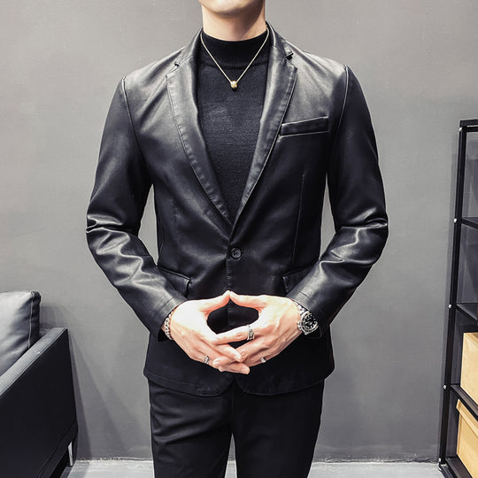 Herren Slim-Fit Lederblazer mit taillierter Silhouette und klassischem Reverskragen Nord Taschen