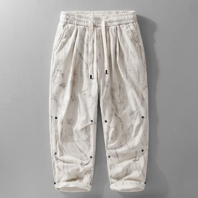 Herren Weite Baggy-Cargohose mit Marmor-Print und Kordelzug Nord Taschen