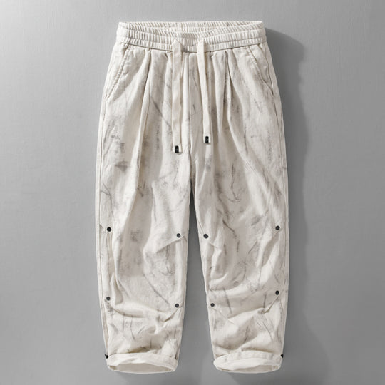 Herren Weite Baggy-Cargohose mit Marmor-Print und Kordelzug Nord Taschen