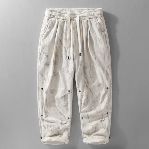 Herren Weite Baggy-Cargohose mit Marmor-Print und Kordelzug Nord Taschen