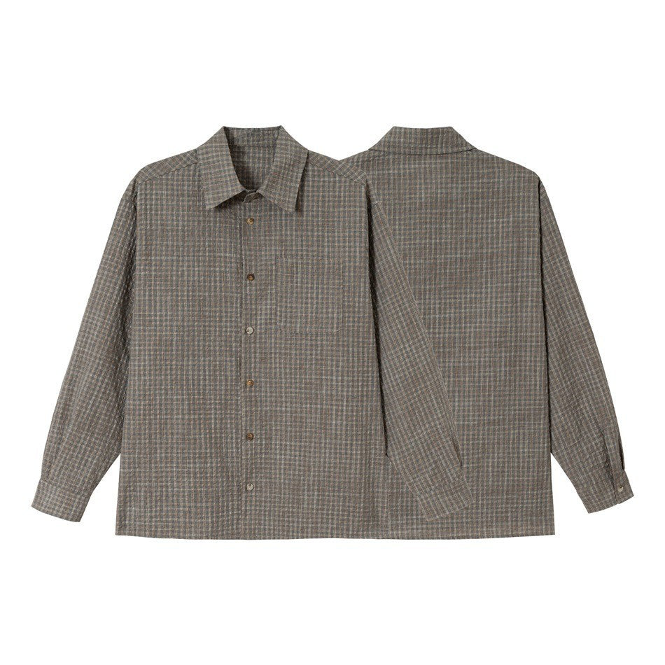 Herren Leichtes Karo-Overshirt aus Baumwollmischung mit geradem Saum und aufgesetzter Brusttasche Nord Taschen