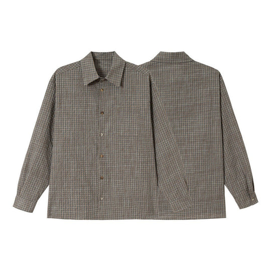 Herren Leichtes Karo-Overshirt aus Baumwollmischung mit geradem Saum und aufgesetzter Brusttasche Nord Taschen