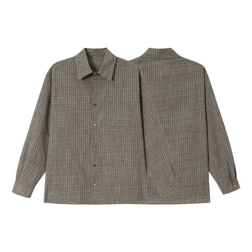 Herren Leichtes Karo-Overshirt aus Baumwollmischung mit geradem Saum und aufgesetzter Brusttasche Nord Taschen