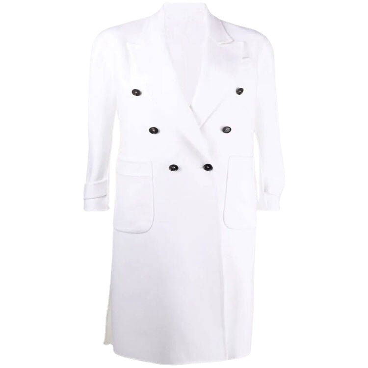 Damen Zweireihiger Midimantel im modernen Tailoring mit verlängertem Revers und aufgesetzten Taschen Nord Taschen