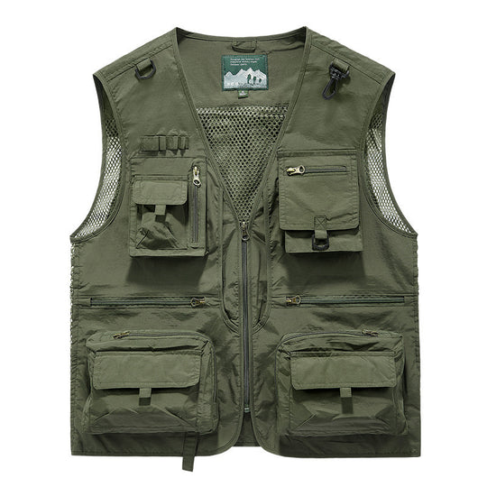 Herren multitaschige Angler-Utility‑Weste mit Netzrücken und Reißverschluss Nord Taschen