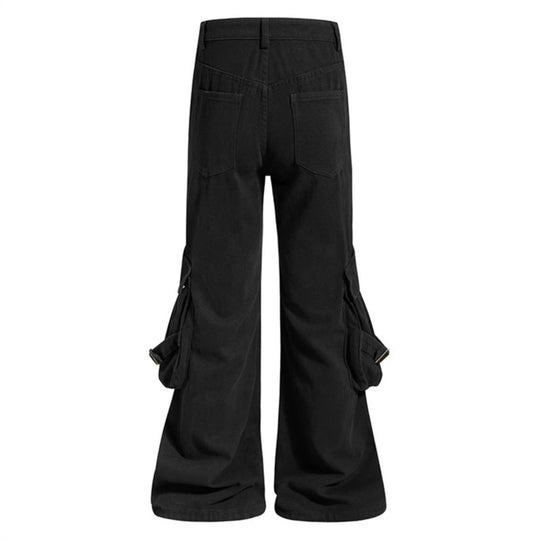 Damen Cargo-Culotte mit gerafften Beuteltaschen, Ösenriemen und seitlichen Reißverschlüssen Nord Taschen