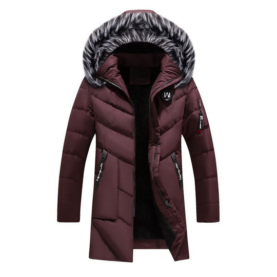 Herren Langer Thermo-Parka mit Kunstfellkapuze, Chevron-Steppung und Fleece-Innenfutter Nord Taschen