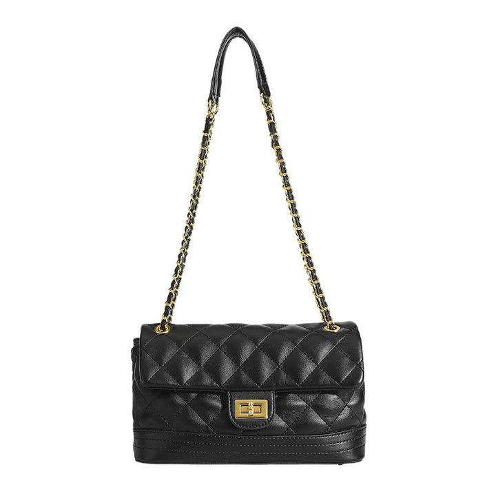 Damen Umhängetasche mit elegantem Steppmuster und goldener Kettenapplikation Nord Taschen