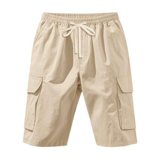 Herren nan knielange Utility-Shorts aus leichtem Baumwollmix mit elastischem Tunnelzugbund und aufgesetzten Klappentaschen