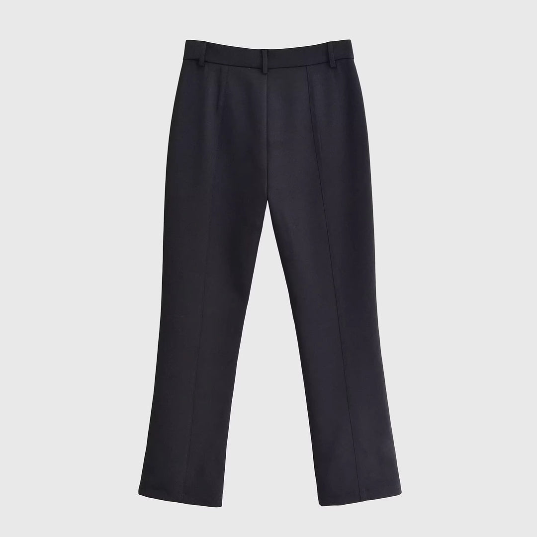 Damen Elegante gerade geschnittene Anzughose mit Bundschlaufen und Paspeltaschen Nord Taschen