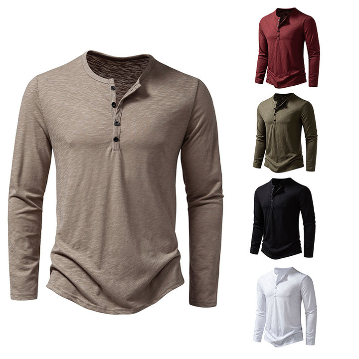 Herren Feinstrick-Henley mit Rundhalsausschnitt, verdeckter Knopfleiste und figurbetonter Passform Nord Taschen