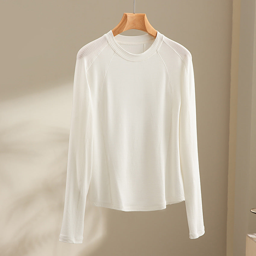 Damen Leichtes Longsleeve-Feinstrickshirt mit Raglanärmeln und Rundhalsausschnitt Nord Taschen