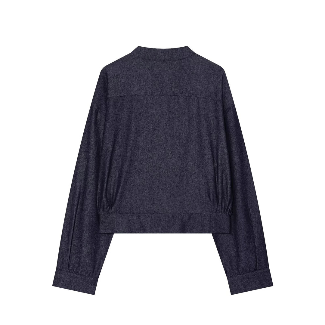 Damen Kurzer Blouson im China‑Stil mit Stehkragen und Zierknoten Nord Taschen