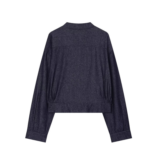 Damen Kurzer Blouson im China‑Stil mit Stehkragen und Zierknoten Nord Taschen