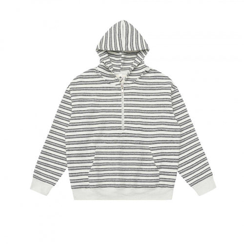 Unisex Oversize-Kapuzenpullover mit halbem Reißverschluss, Streifenmuster und Kängurutasche Nord Taschen